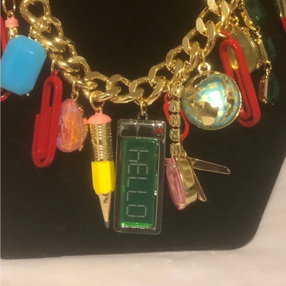 Betsey Johnson Back to School Statement Charm Necklace